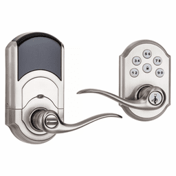 99120-037 - Kwikset SmartCode 912TNL TRL Electronic Tustin Door Lever with Z-Wave Plus 500-Chipset (in Satin Nickel Finish)